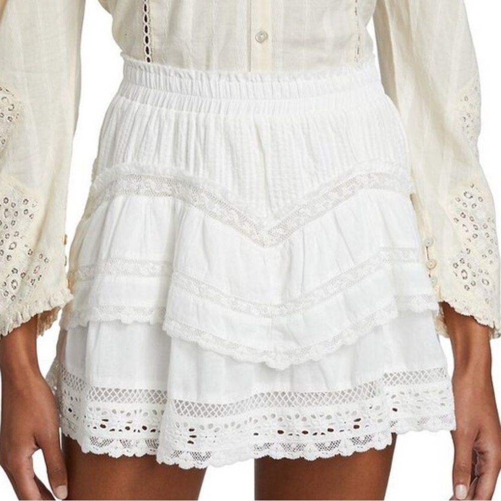 Loveshack Fancy White Ruffle Mini Skirt size Xs